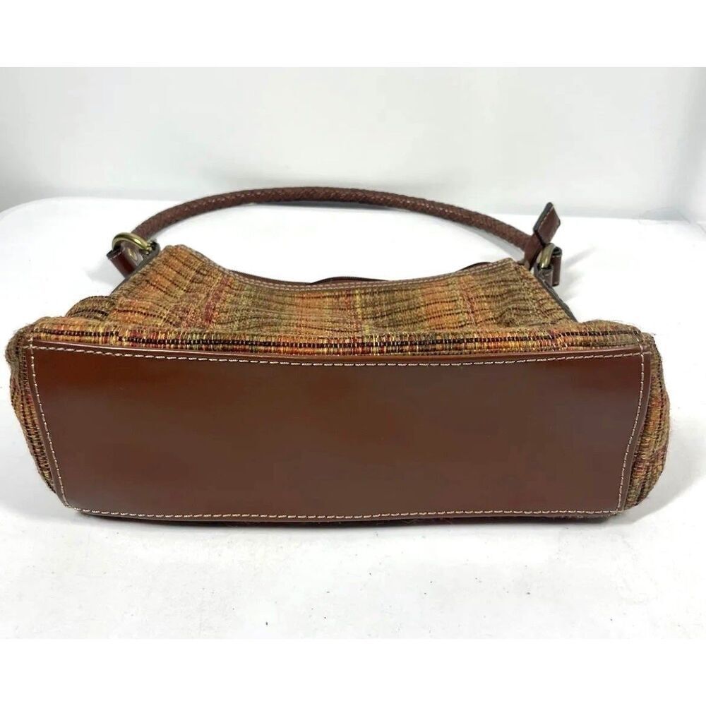 Fossil Ombre Shoulder Bag Orange Brown Red Fabric & Leather Handbag Small - Picture 5 of 6